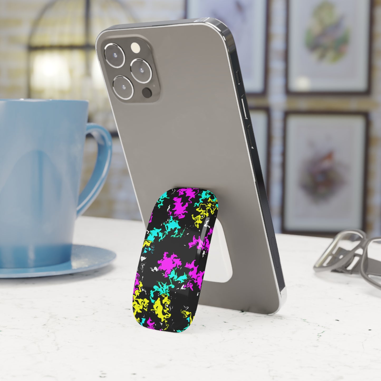 Neon Splash Click-On Stand Phone Grip