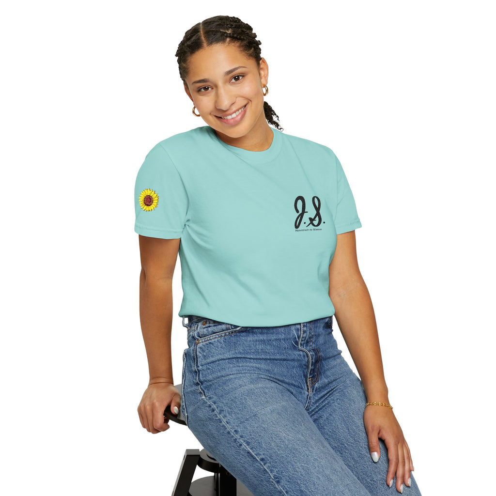 Embroidered Sunflower Monogrammed Unisex T-shirt | Casual Wear, Summer Outfits, Eco-Friendly Fashion, Unique Gift Idea, Vacation Style