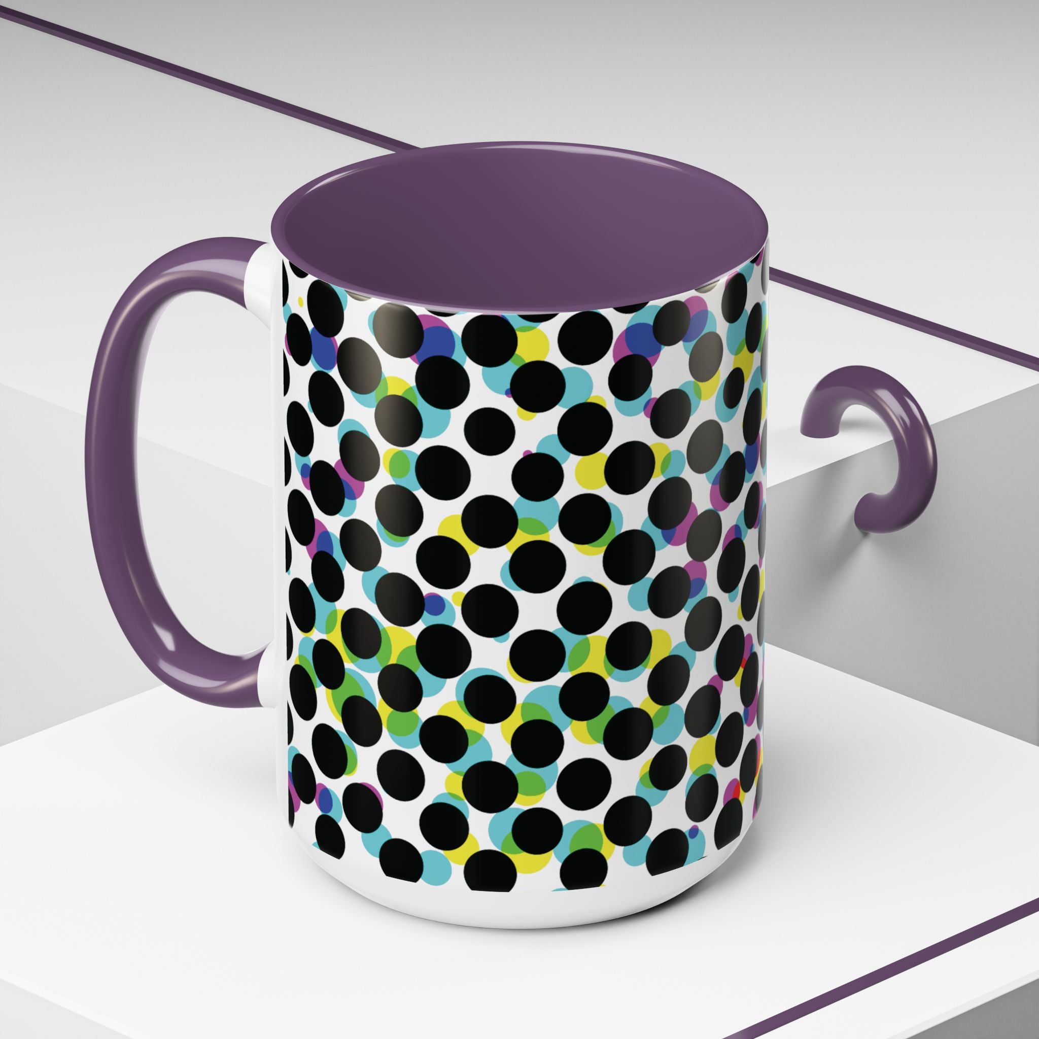 Colorful Polka Dot Accent Coffee Mug | Unique Gift for Coffee Lovers, Home Decor, Office Mug, Birthday Present, Fun Drinkware