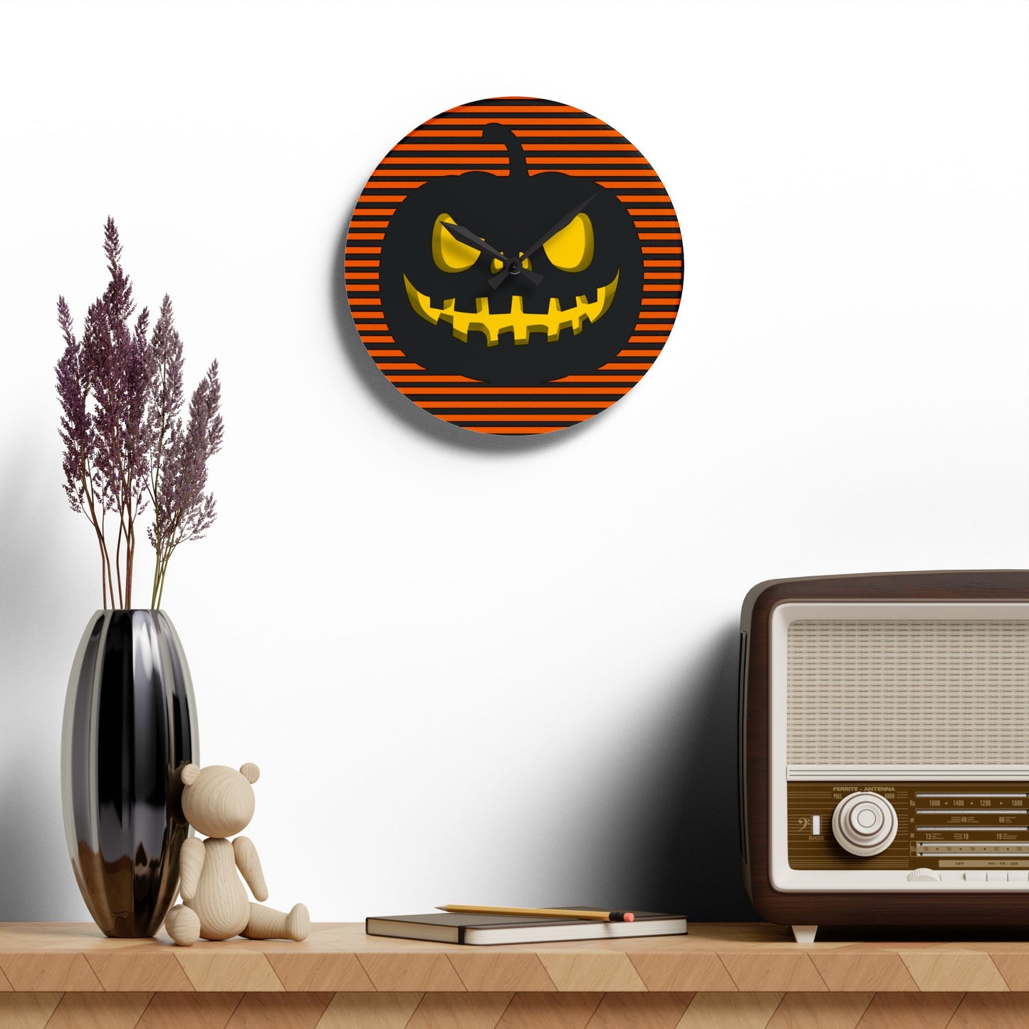 Halloween Pumpkin Acrylic Wall Clock