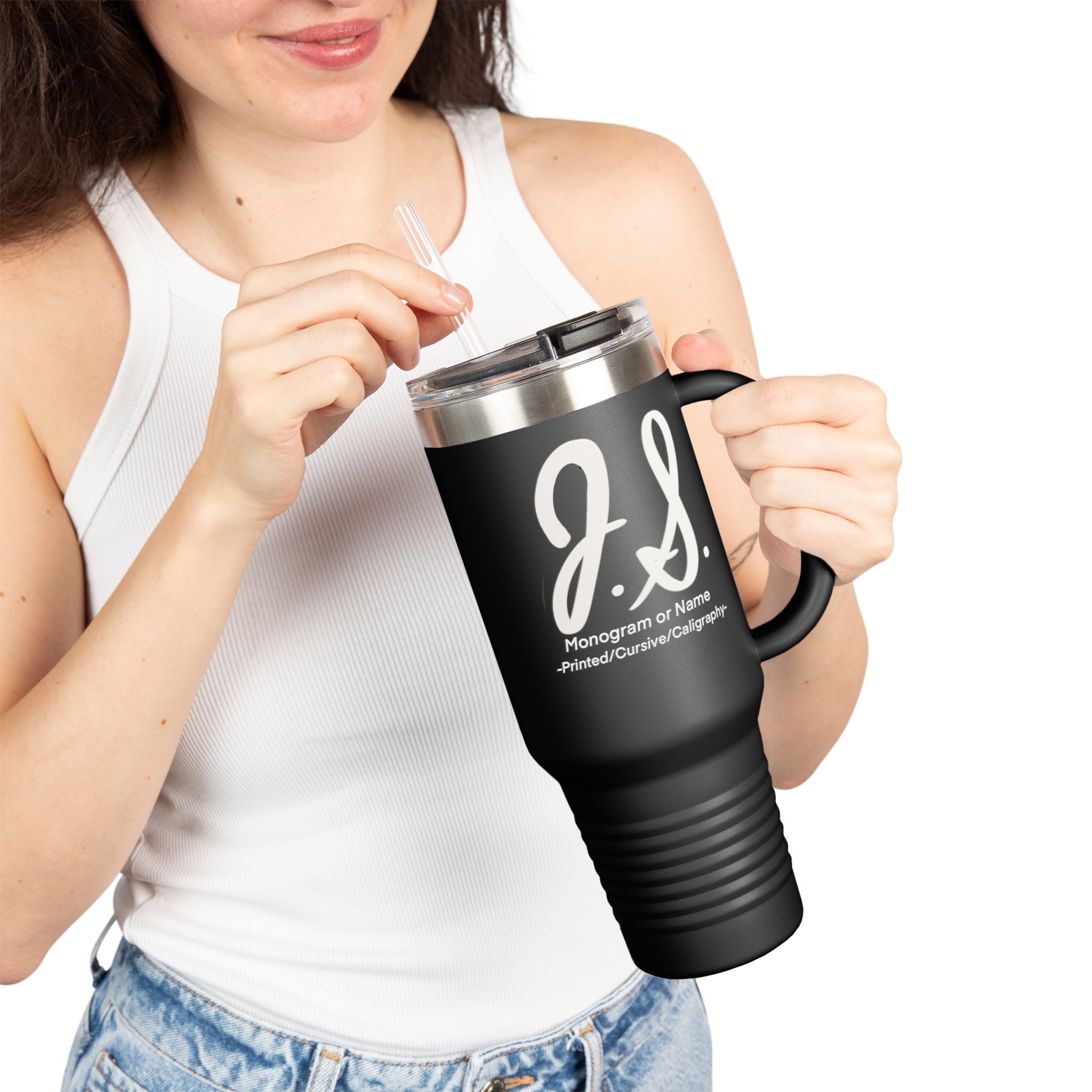 Monogrammed Insulated Travel Mug, 40oz - Custom Monogram Coffee Tumbler for Hot & Cold Drinks, Great Wedding Gift, Birthday Present, [...]