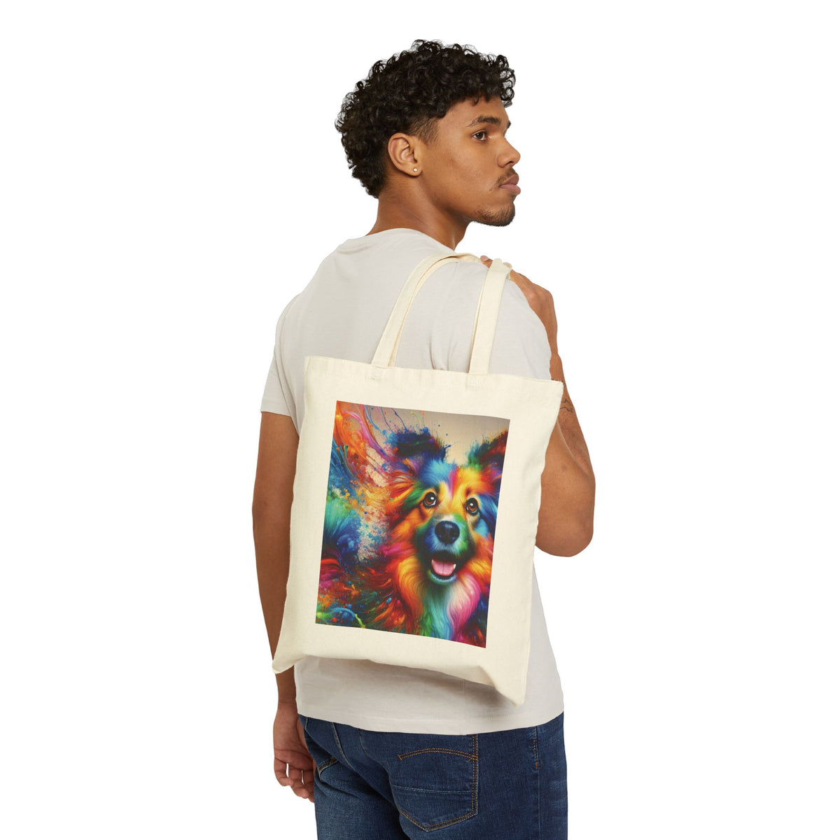 Colorful Dog Lover's Tote Bag, Eco-Friendly Canvas
