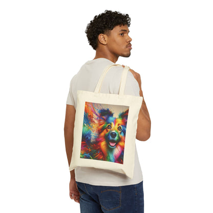 Colorful Dog Lover's Tote Bag, Eco-Friendly Canvas