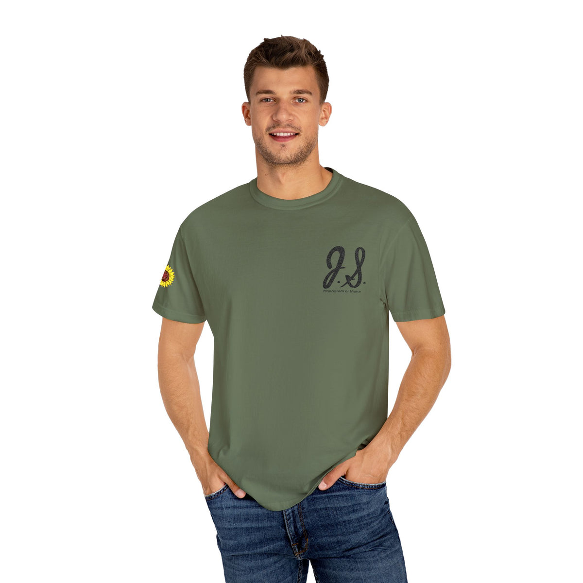 Embroidered Sunflower Monogrammed Unisex T-shirt