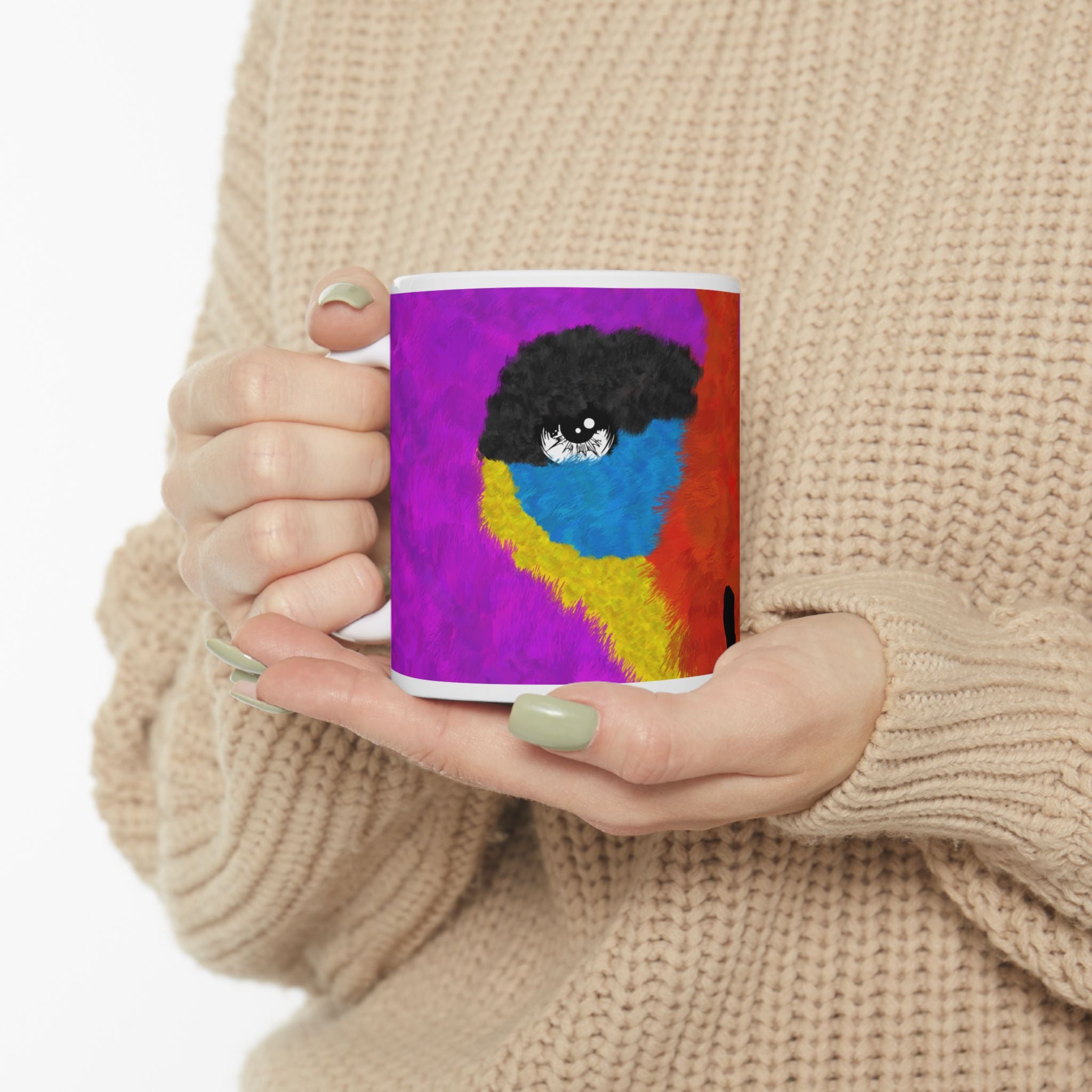 The Elusive Purple Gorilla - A mugging white ceramic Coffee Tea mug
