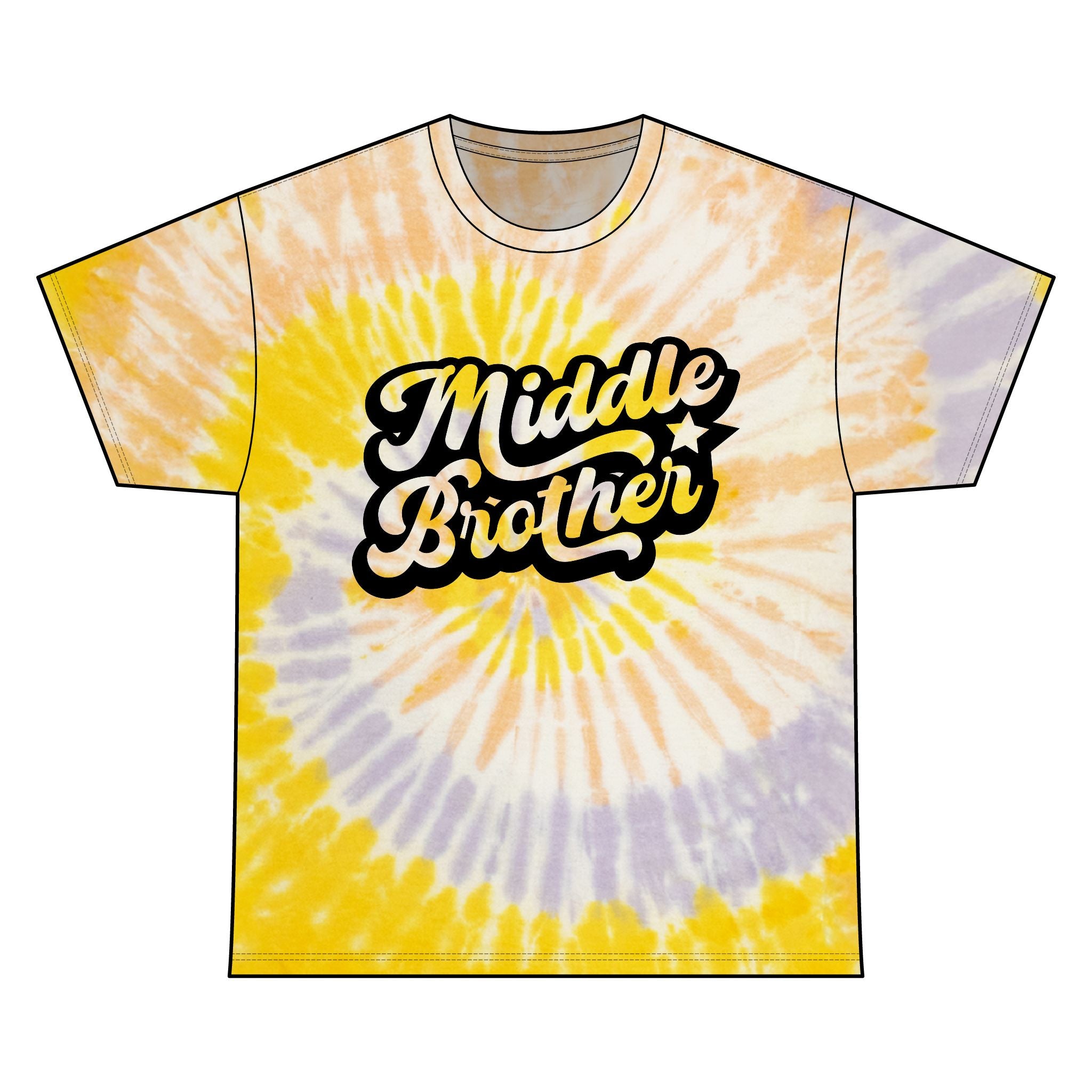 Middle Brother Tie Dye Tee, Unisex Cotton T-Shirt for Siblings, Birthday Gift, Casual Wear, Family Reunion, Customized Tie Dye