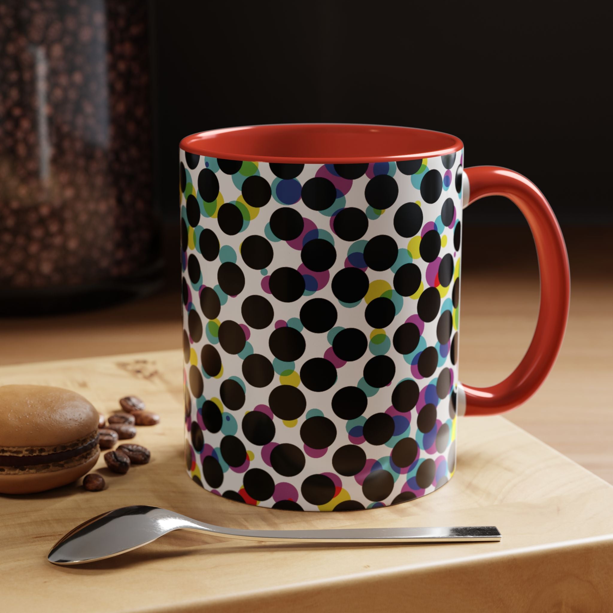 Colorful Polka Dot Accent Coffee Mug | Unique Gift for Coffee Lovers, Home Decor, Office Mug, Birthday Present, Fun Drinkware