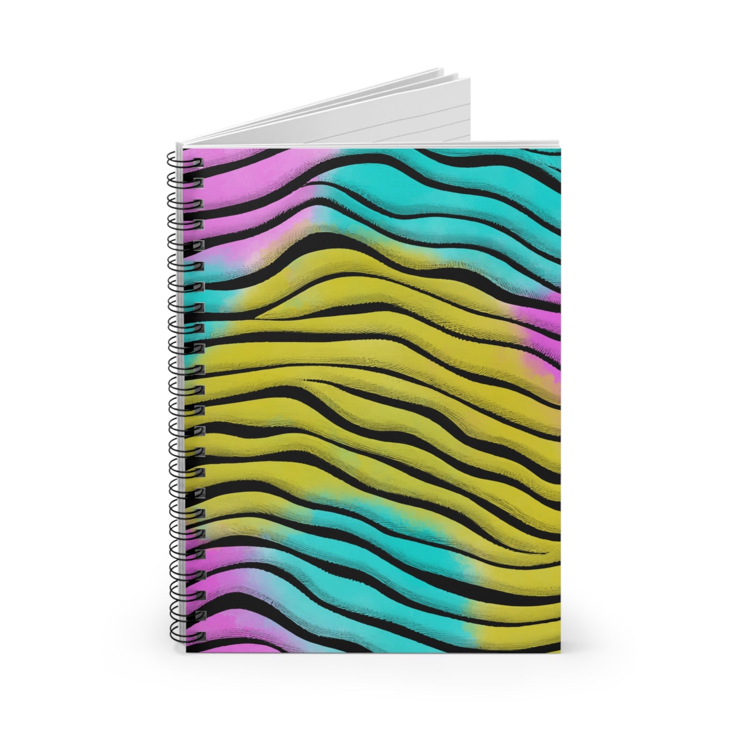 Vibrant Zebra Wave Spiral Notebook