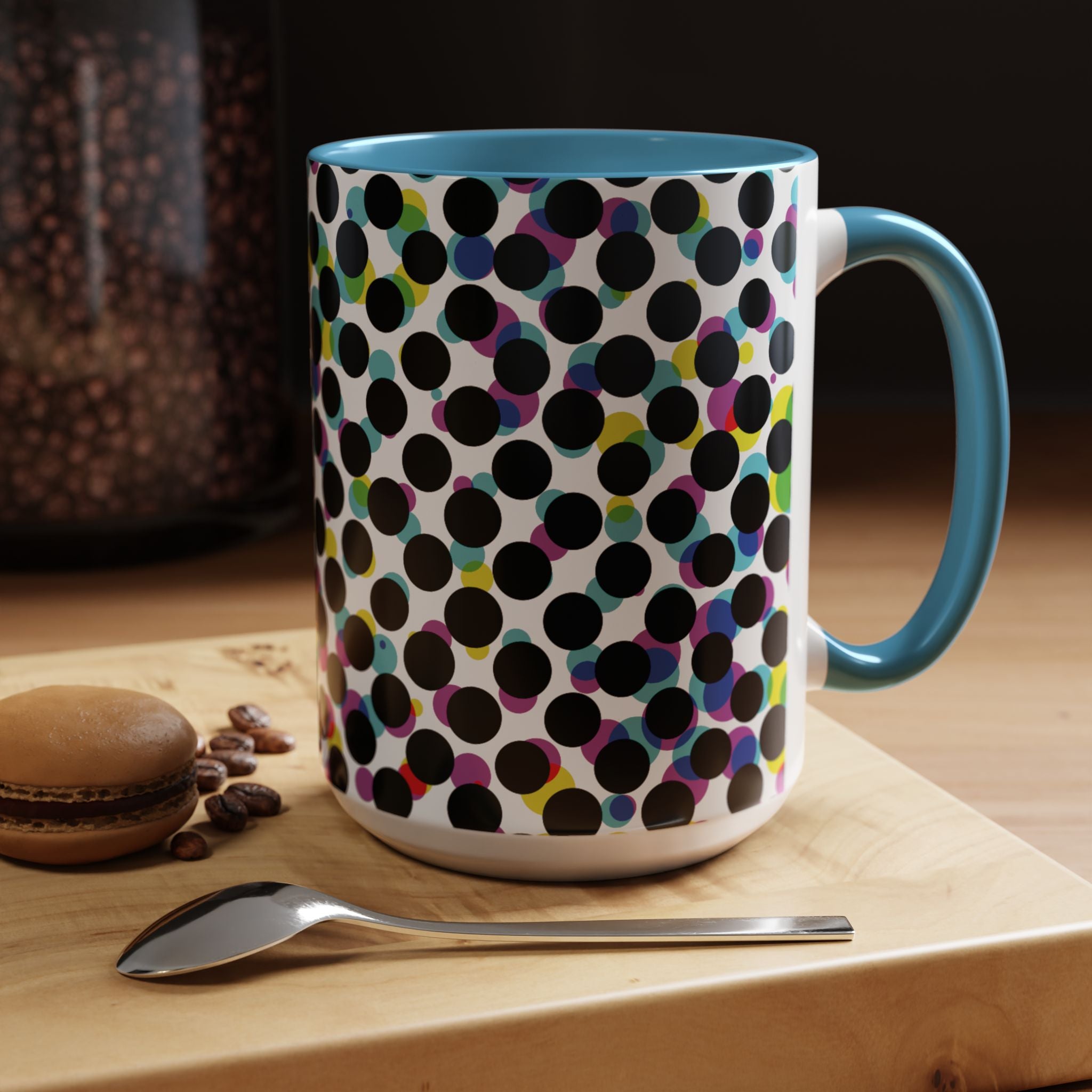Colorful Polka Dot Accent Coffee Mug | Unique Gift for Coffee Lovers, Home Decor, Office Mug, Birthday Present, Fun Drinkware