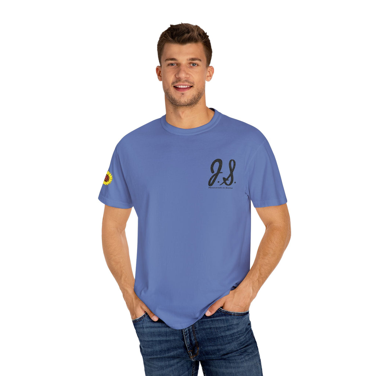 Embroidered Sunflower Monogrammed Unisex T-shirt