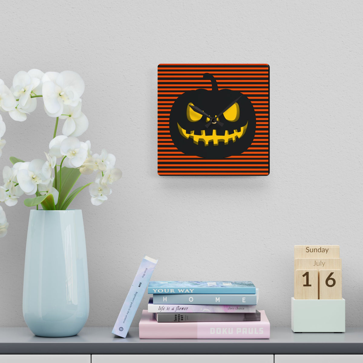 Halloween Pumpkin Acrylic Wall Clock