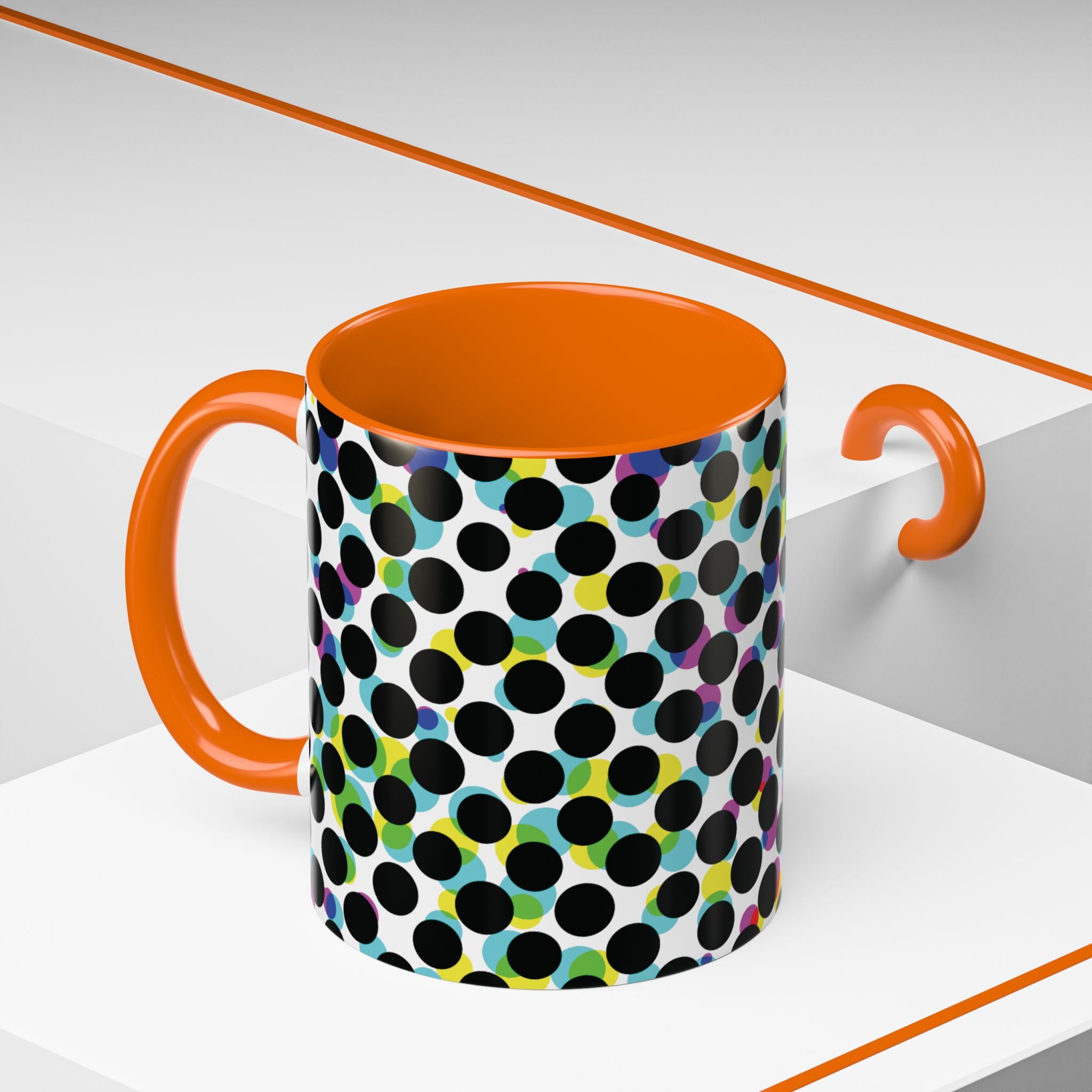 Colorful Polka Dot Accent Coffee Mug | Unique Gift for Coffee Lovers, Home Decor, Office Mug, Birthday Present, Fun Drinkware