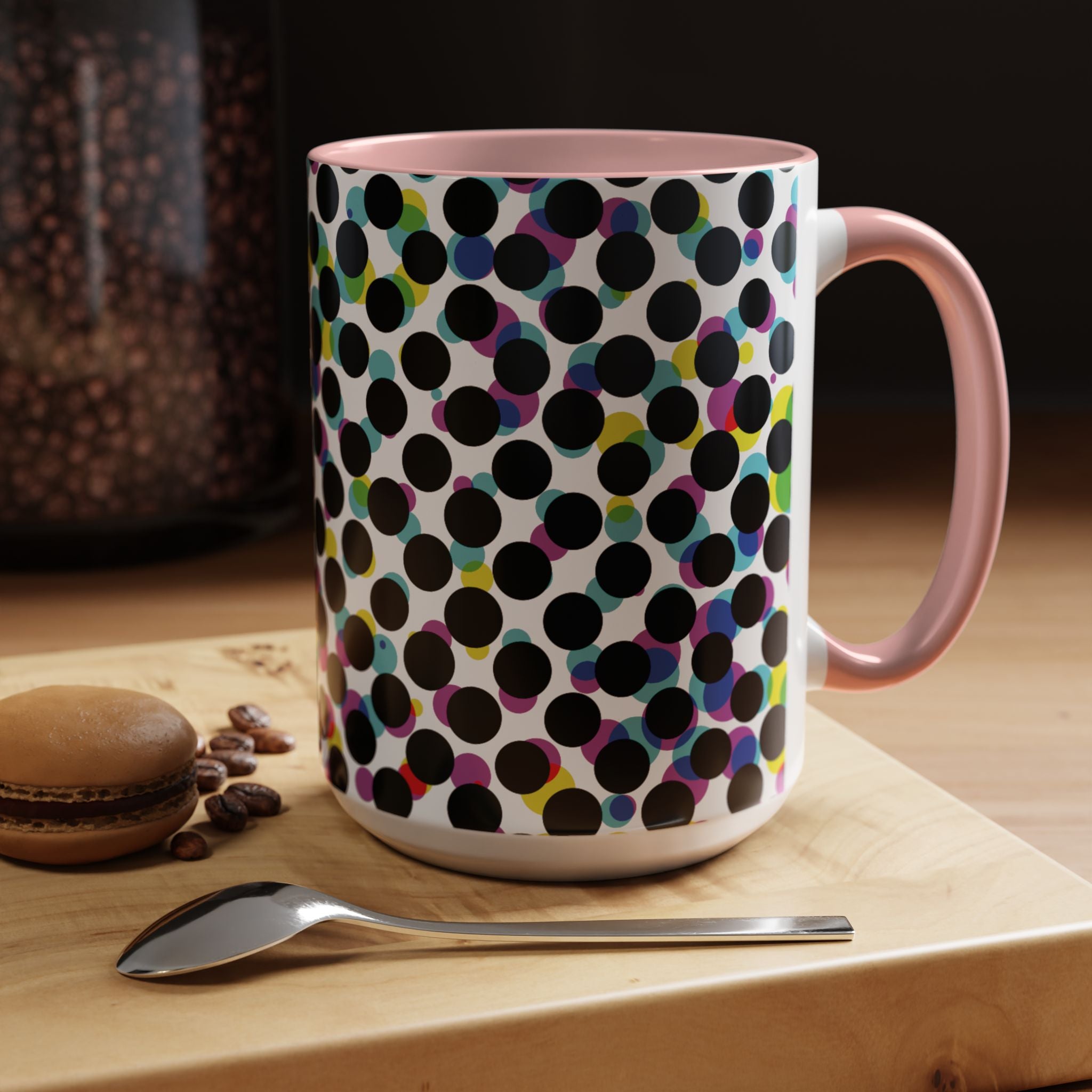 Colorful Polka Dot Accent Coffee Mug | Unique Gift for Coffee Lovers, Home Decor, Office Mug, Birthday Present, Fun Drinkware