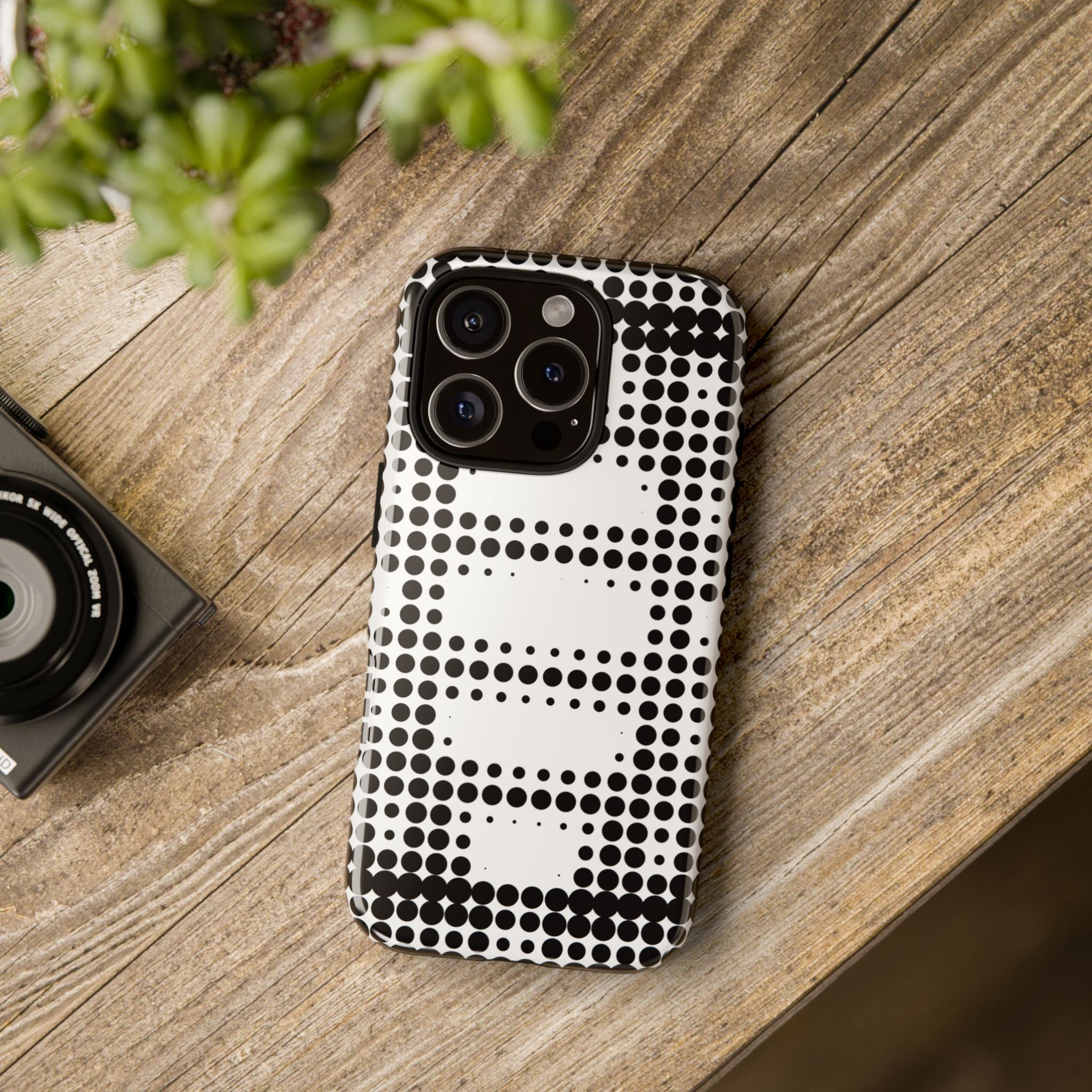 Tough Case for Apple, Google, Samsung, Black and White Dot Design, Cell Phone Case, Unique Gift for Tech Lovers, Modern Decor