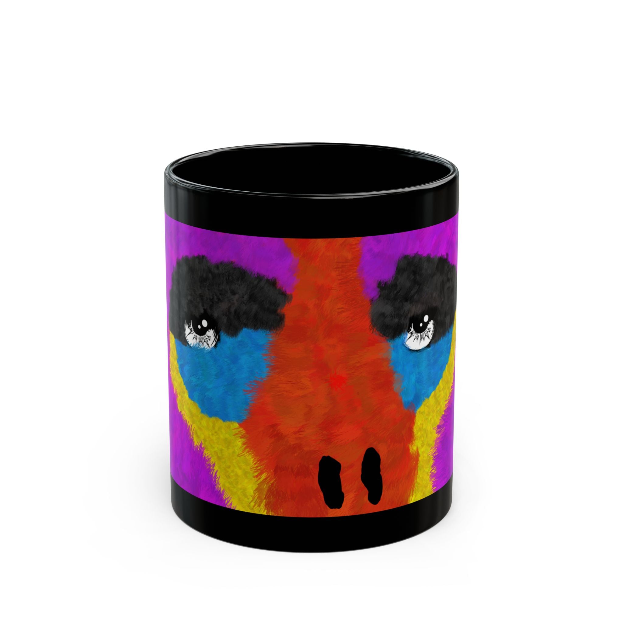 The Elusive Purple Gorilla - A mugging black ceramic Coffee Tea mug