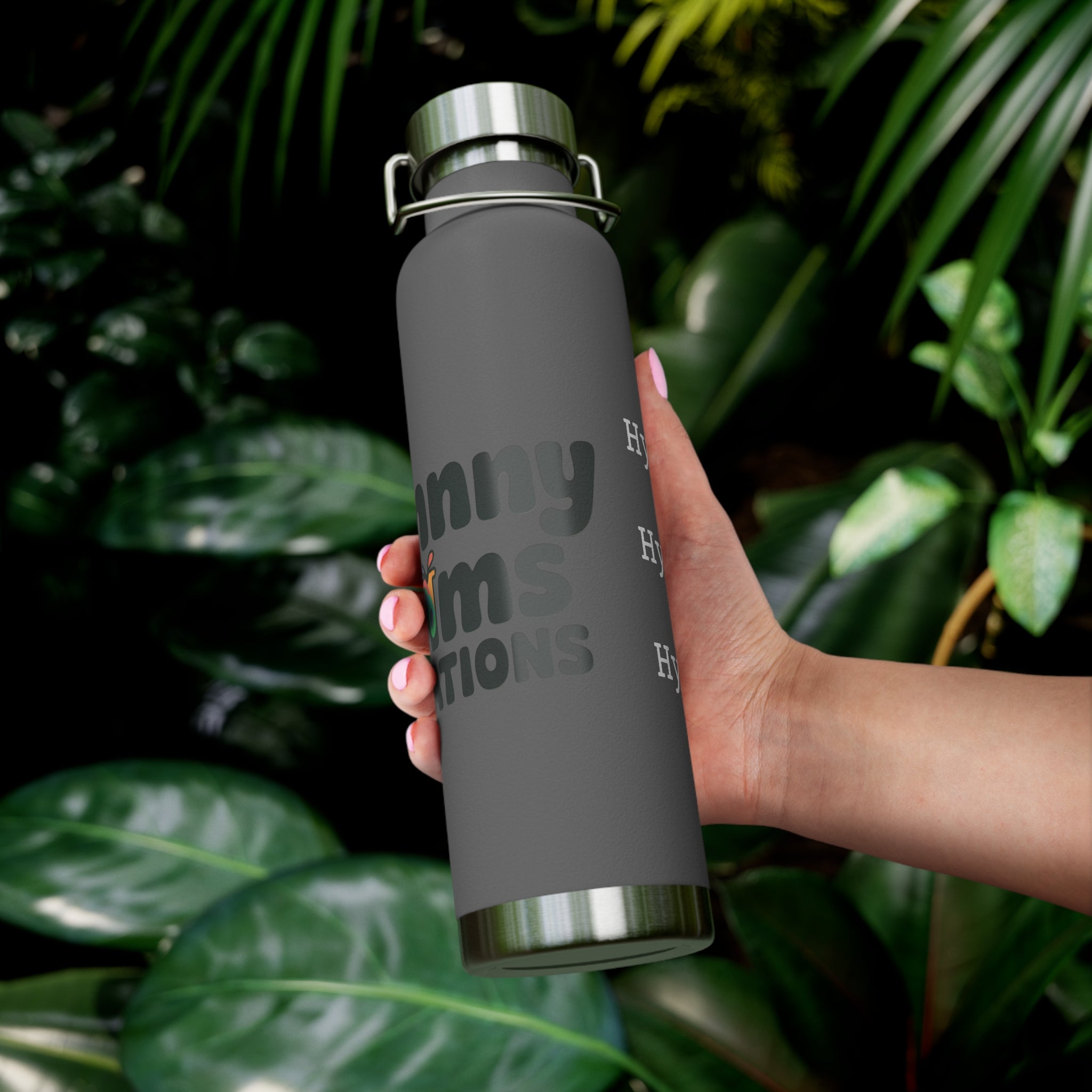 Water Bottle with Logo and Hydration Reminder, 22oz