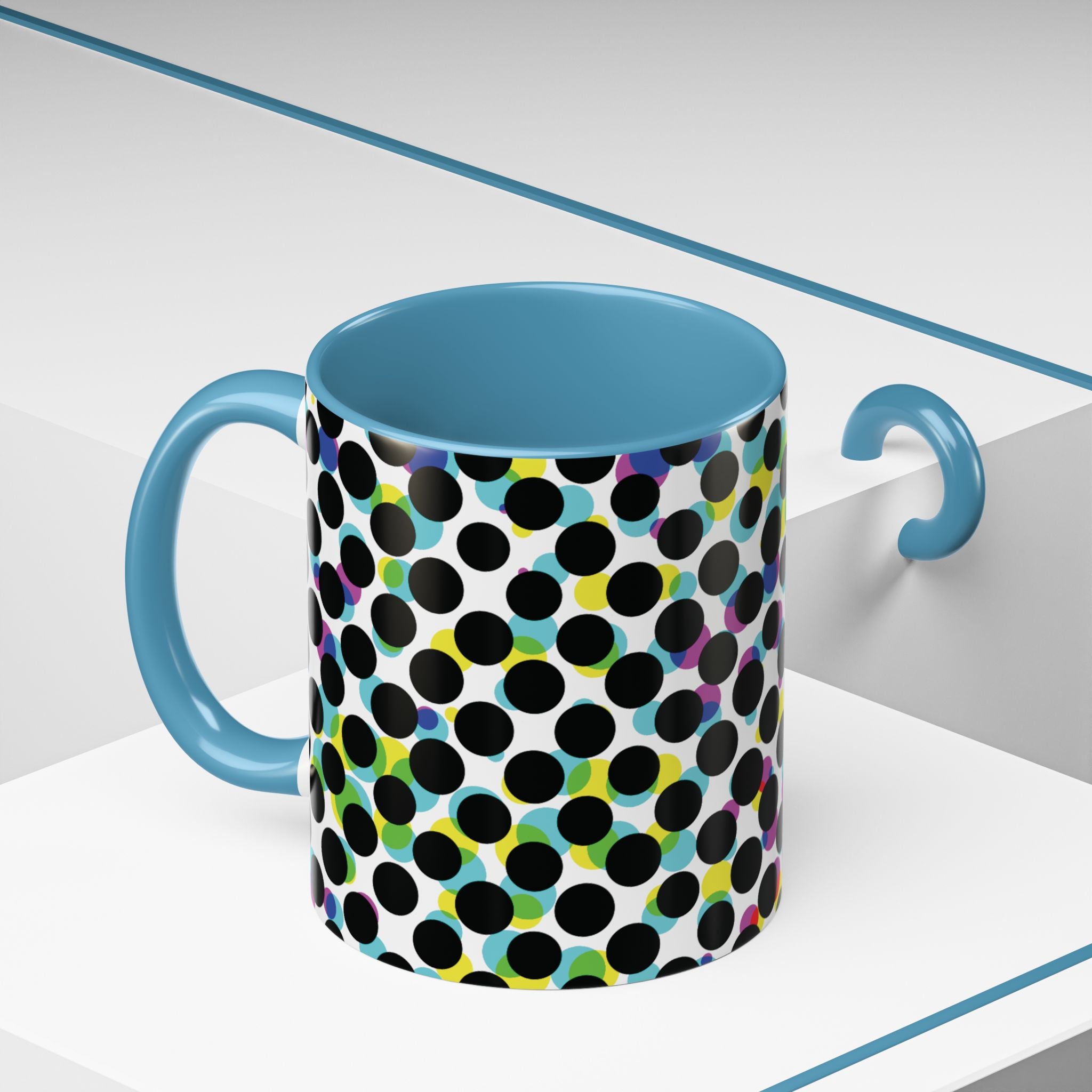 Colorful Polka Dot Accent Coffee Mug | Unique Gift for Coffee Lovers, Home Decor, Office Mug, Birthday Present, Fun Drinkware