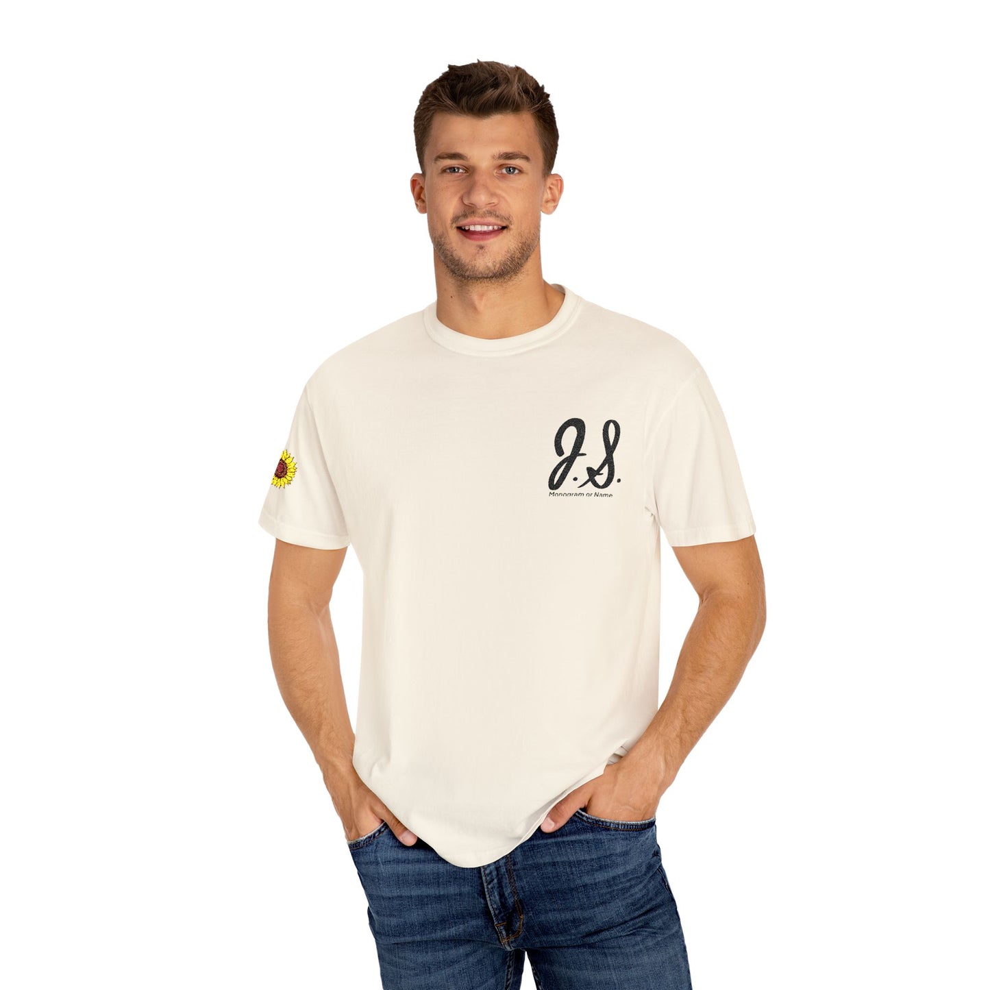 Embroidered Sunflower Monogrammed Unisex T-shirt