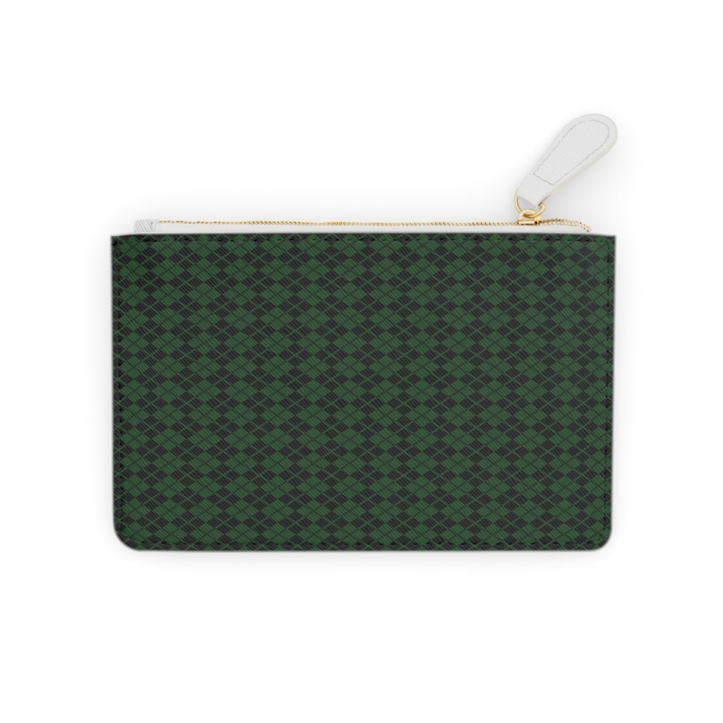 Green Geometric Mini Clutch Bag Patterned Zip Pouch for Cards & Essentials
