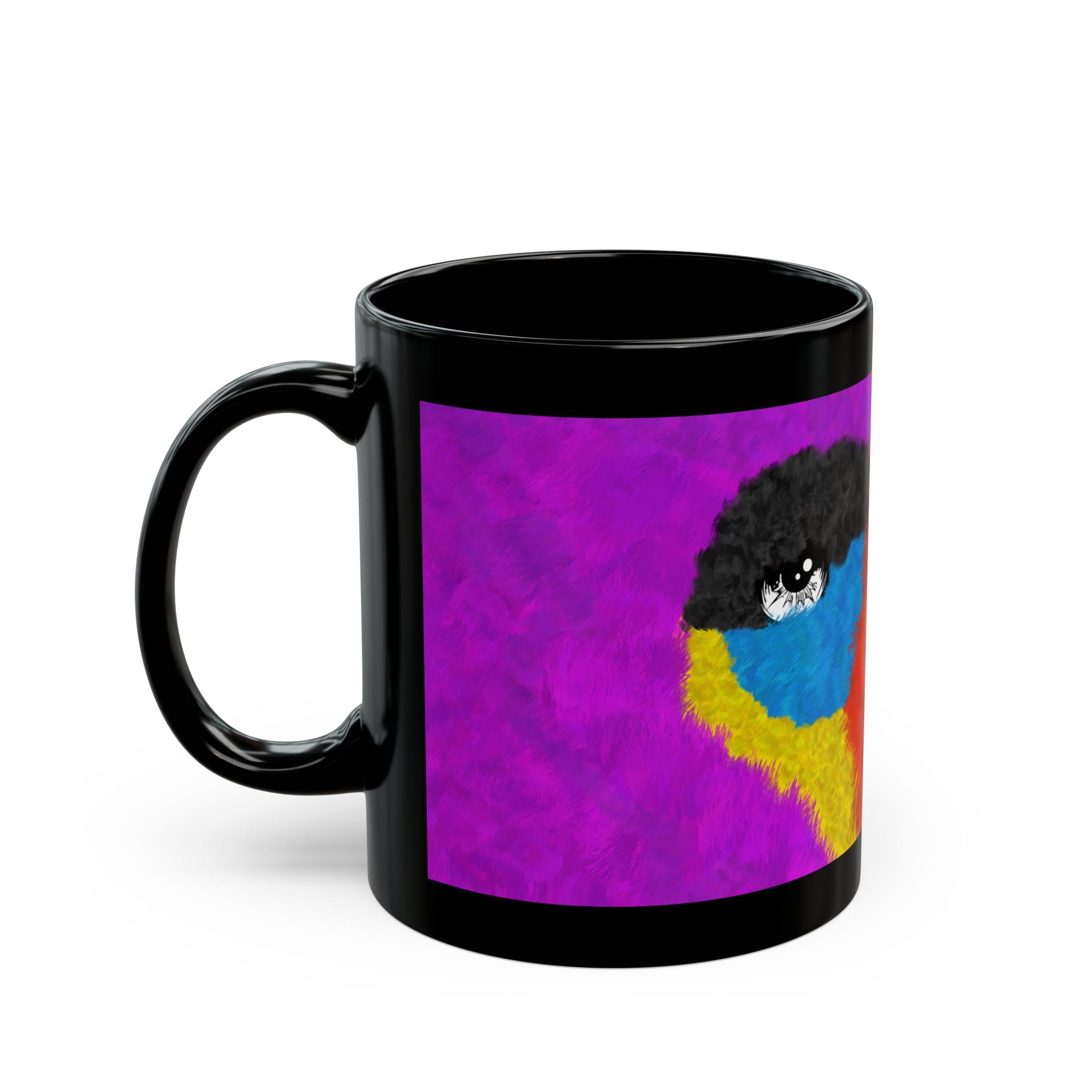 The Elusive Purple Gorilla - A mugging black ceramic Coffee Tea mug