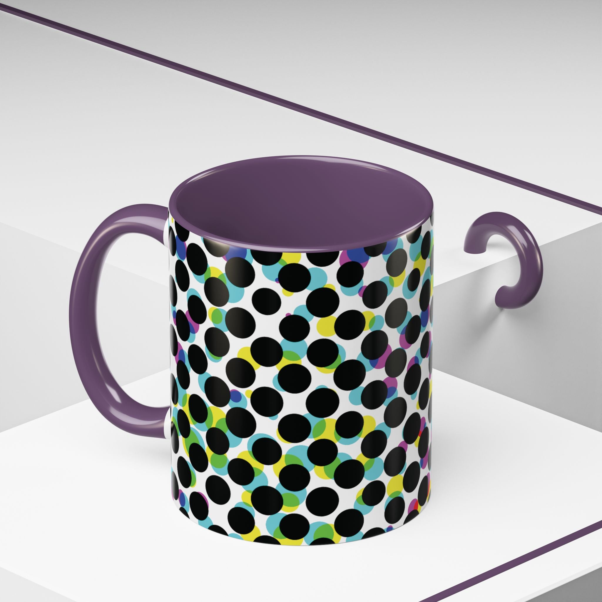 Colorful Polka Dot Accent Coffee Mug | Unique Gift for Coffee Lovers, Home Decor, Office Mug, Birthday Present, Fun Drinkware