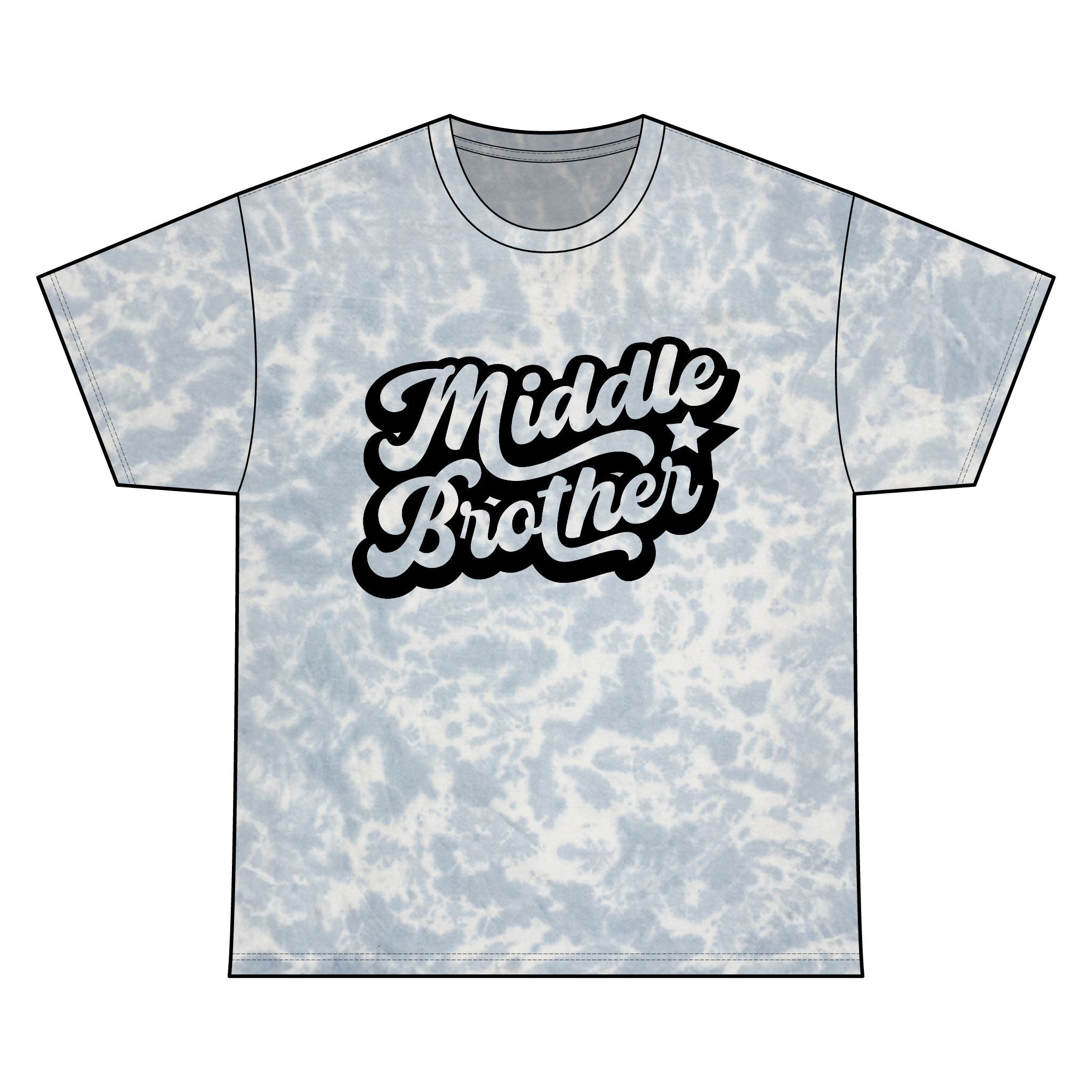 Middle Brother Tie Dye Tee, Unisex Cotton T-Shirt for Siblings, Birthday Gift, Casual Wear, Family Reunion, Customized Tie Dye