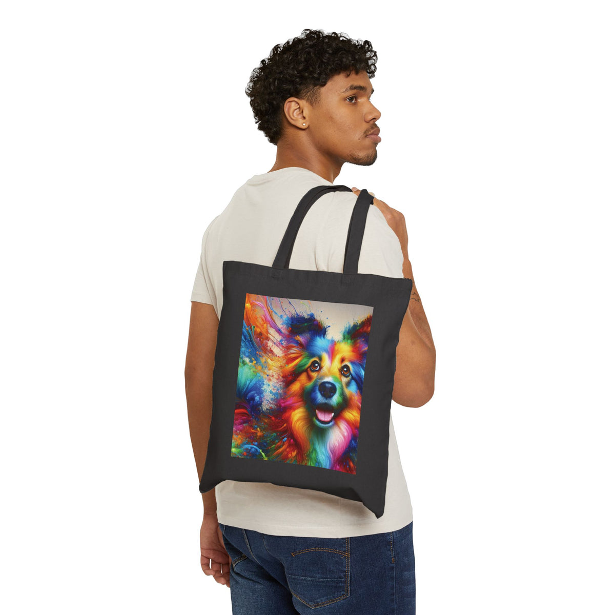 Colorful Dog Lover's Tote Bag, Eco-Friendly Canvas
