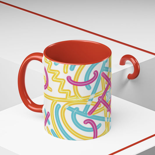 Colorfully Lined Coffee Mug