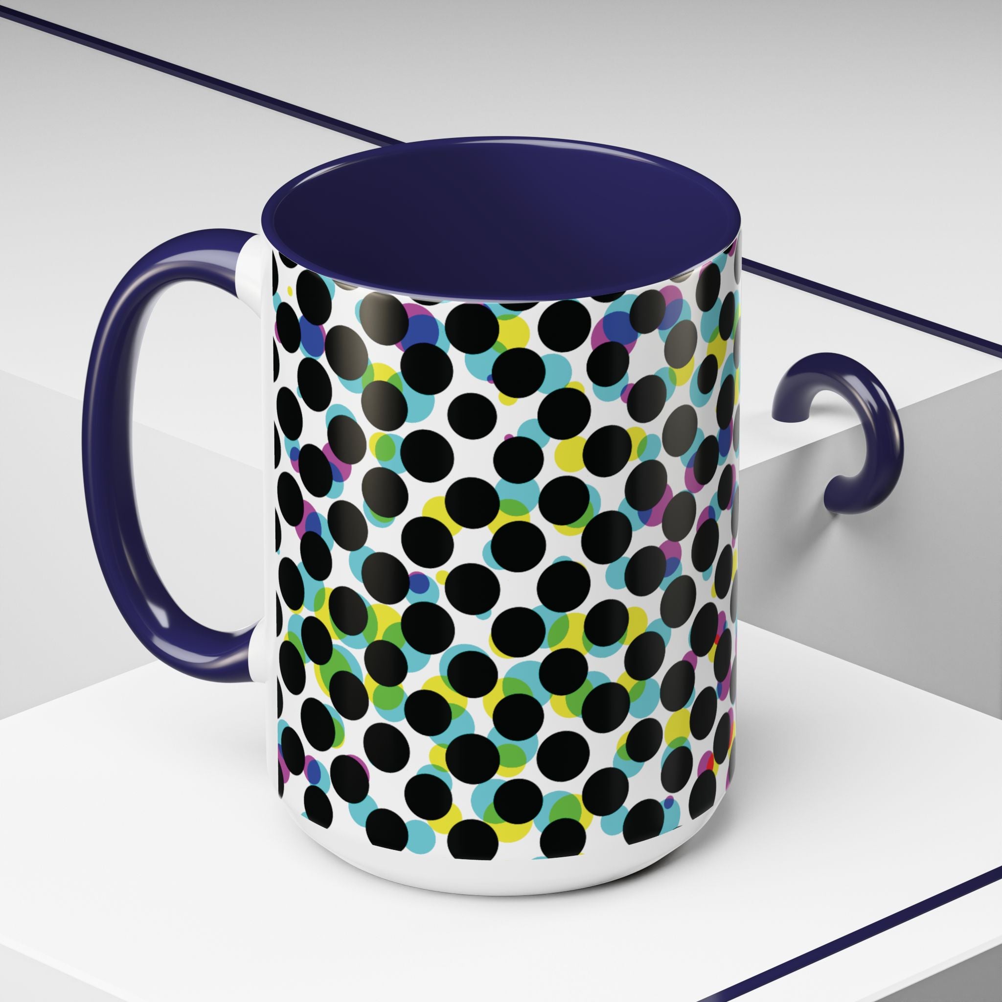 Colorful Polka Dot Accent Coffee Mug | Unique Gift for Coffee Lovers, Home Decor, Office Mug, Birthday Present, Fun Drinkware