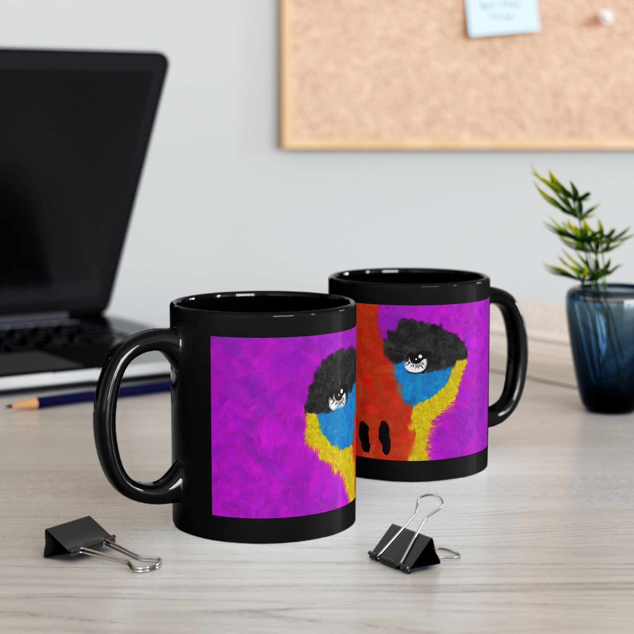 The Elusive Purple Gorilla - A mugging black ceramic Coffee Tea mug