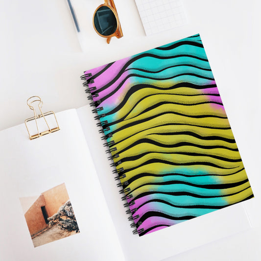 Vibrant Zebra Wave Spiral Notebook
