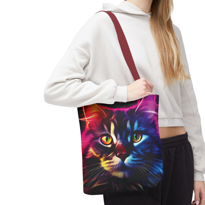 Colorful Animal Art Tote Bag - Vibrant Cat and Lion Design, Pet Lover Gift, Unique Shopping Bag, Artistic Style, Eco-Friendly Carryall