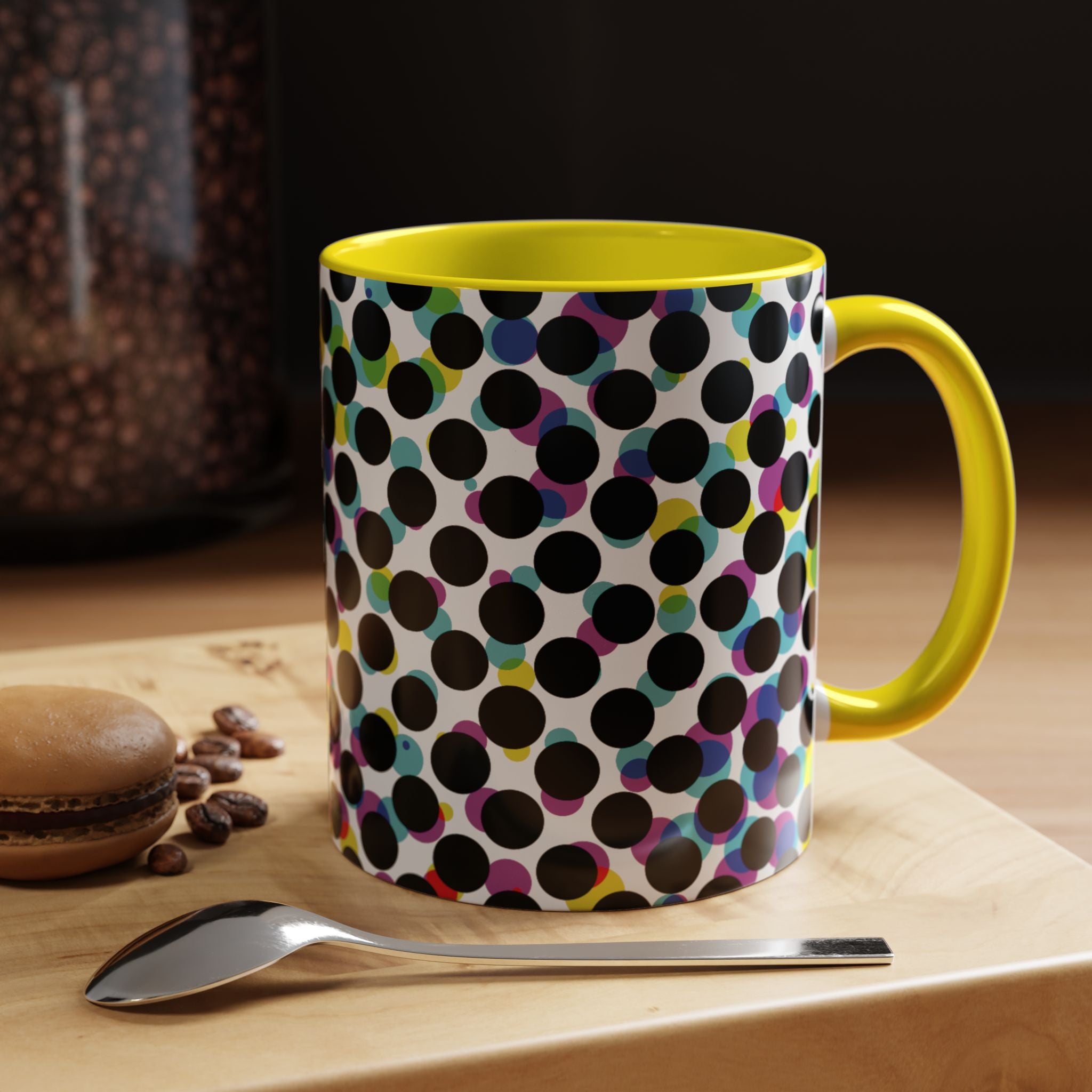 Colorful Polka Dot Accent Coffee Mug | Unique Gift for Coffee Lovers, Home Decor, Office Mug, Birthday Present, Fun Drinkware