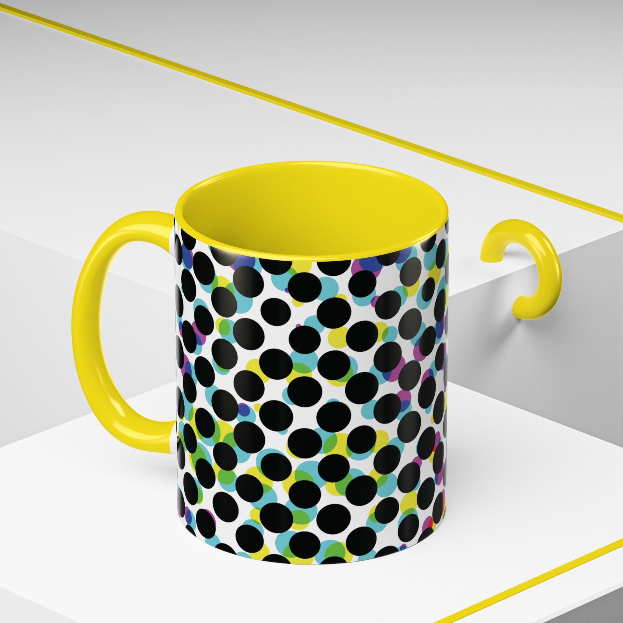 Colorful Polka Dot Accent Coffee Mug | Unique Gift for Coffee Lovers, Home Decor, Office Mug, Birthday Present, Fun Drinkware