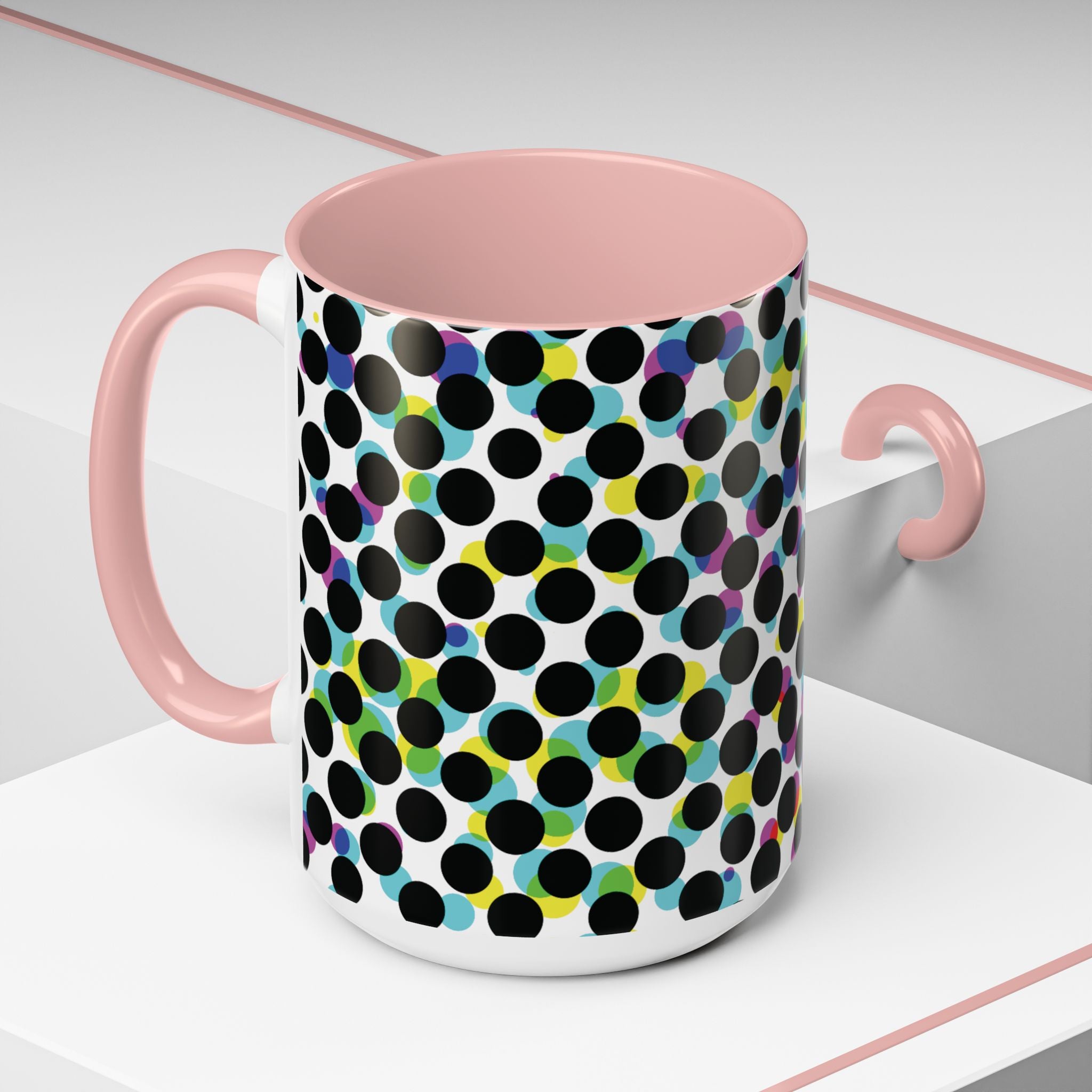 Colorful Polka Dot Accent Coffee Mug | Unique Gift for Coffee Lovers, Home Decor, Office Mug, Birthday Present, Fun Drinkware
