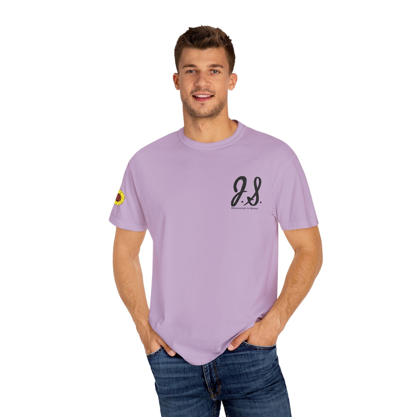 Embroidered Sunflower Monogrammed Unisex T-shirt