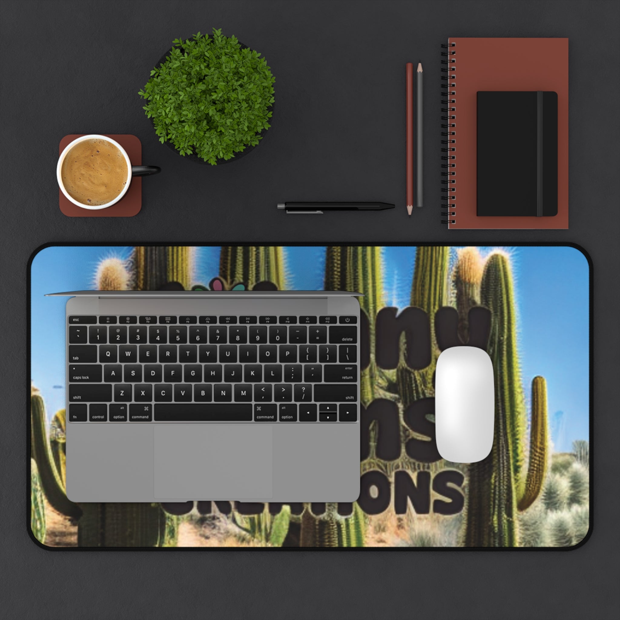 Cactus-Themed Desk Mat, Home Office Decor, Unique Desk Accessory, Gifts for Creatives, Desk Essentials