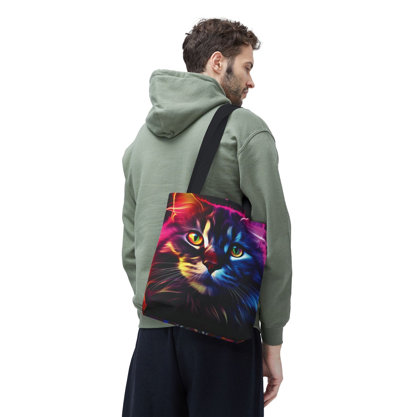 Colorful Animal Art Tote Bag - Vibrant Cat and Lion Design, Pet Lover Gift, Unique Shopping Bag, Artistic Style, Eco-Friendly Carryall