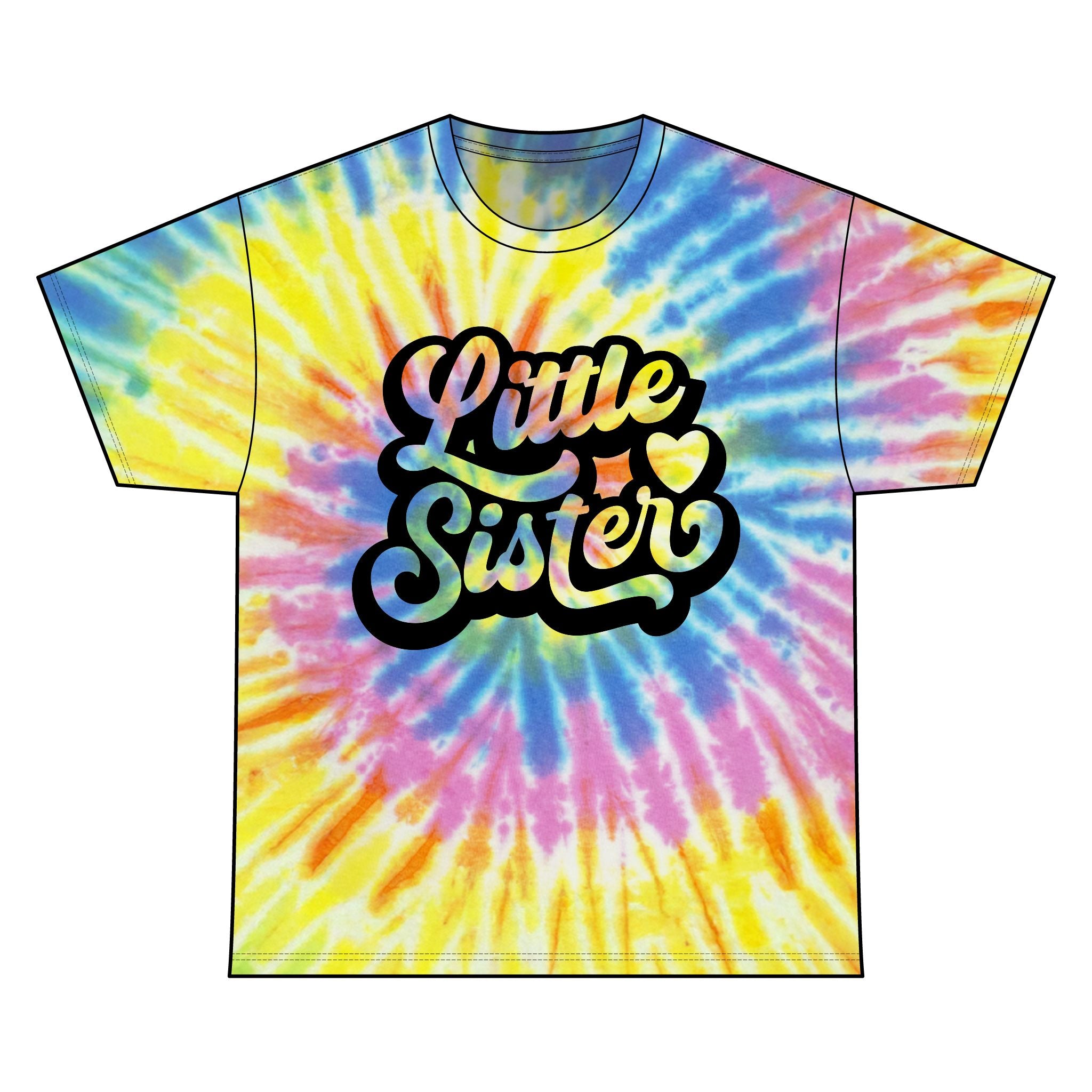Little Sister Tie Dye Tee - Unisex Cotton T-Shirt for Sibling Gifts, Birthday Celebration, Family Reunion, Trendy