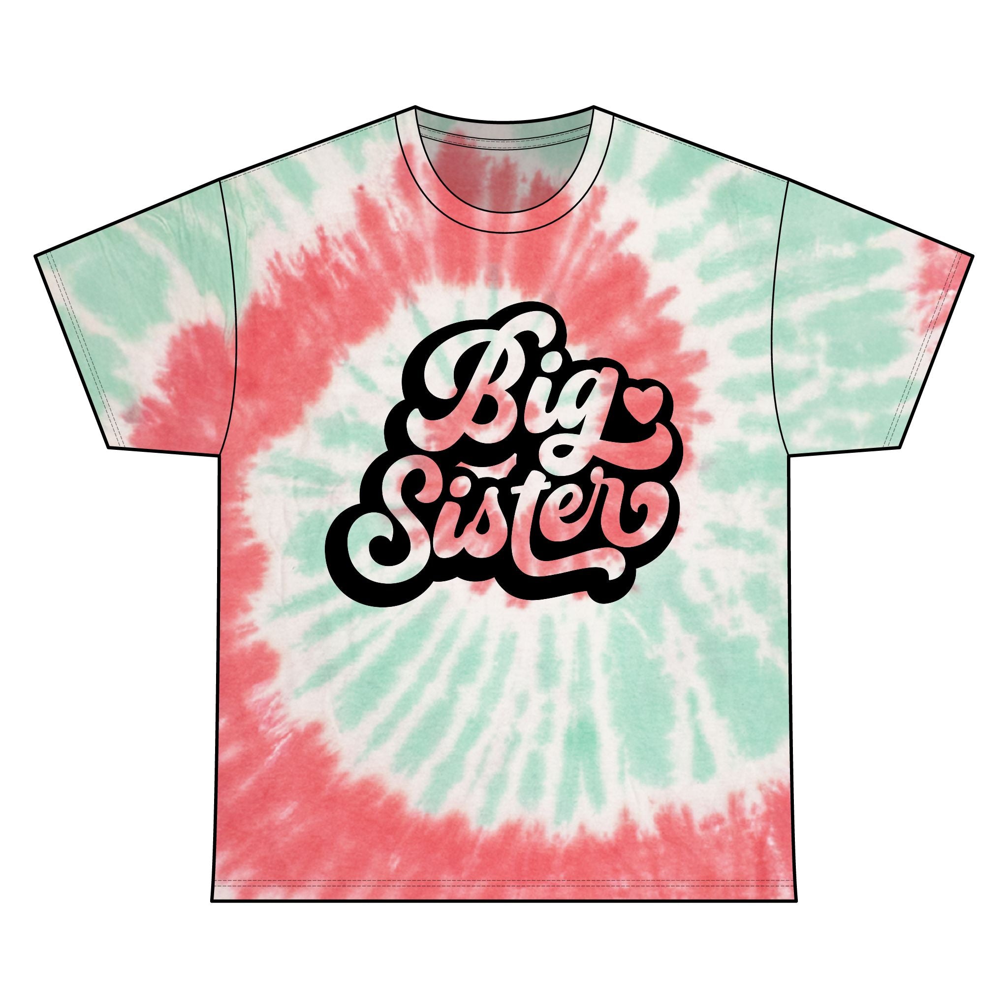 Big Sister Tie Dye Tee, Gift for New Big Sisters, Fun Family Tee, Birthday Gift, Tie Dye Kids Shirt, Summer Family Outing