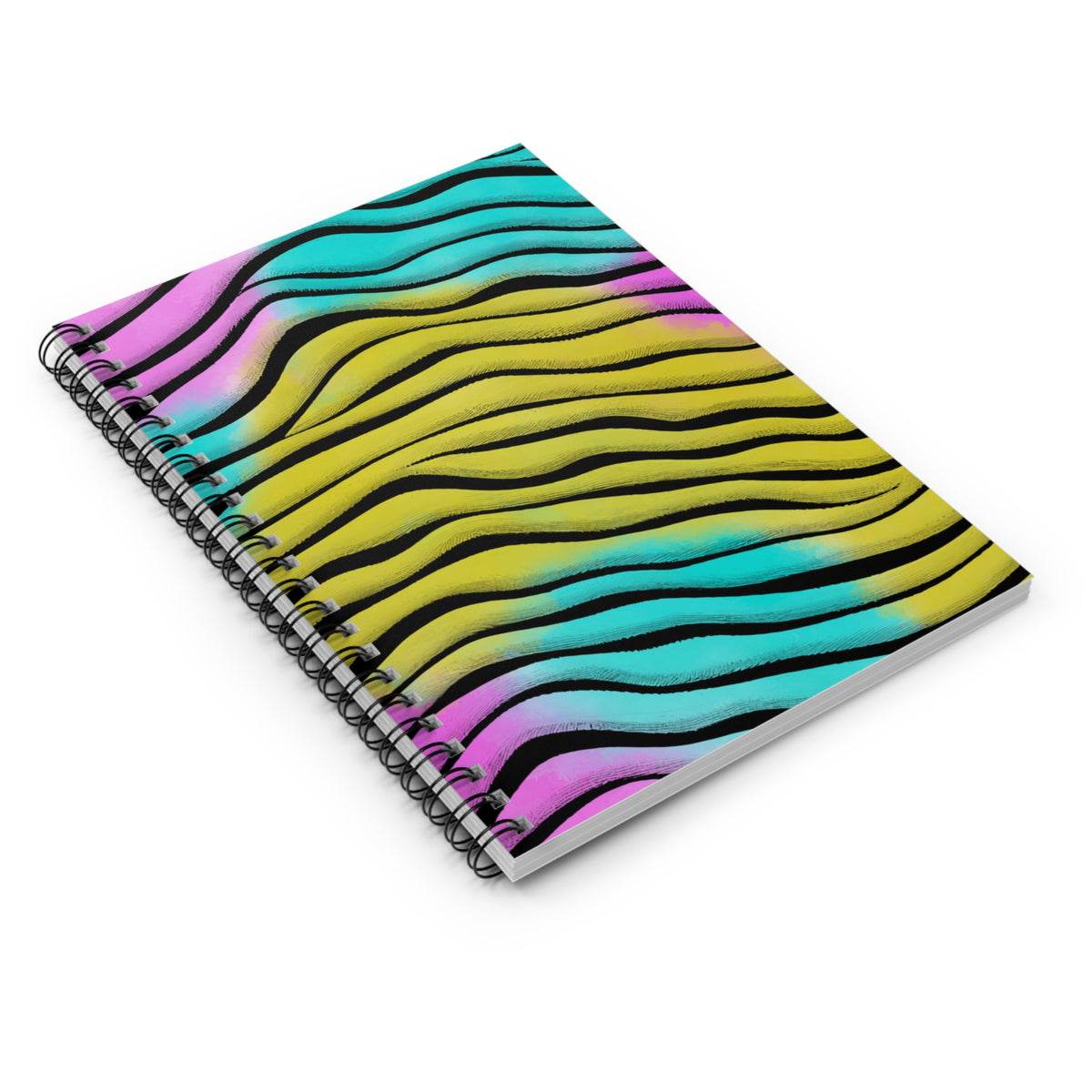 Vibrant Zebra Wave Spiral Notebook