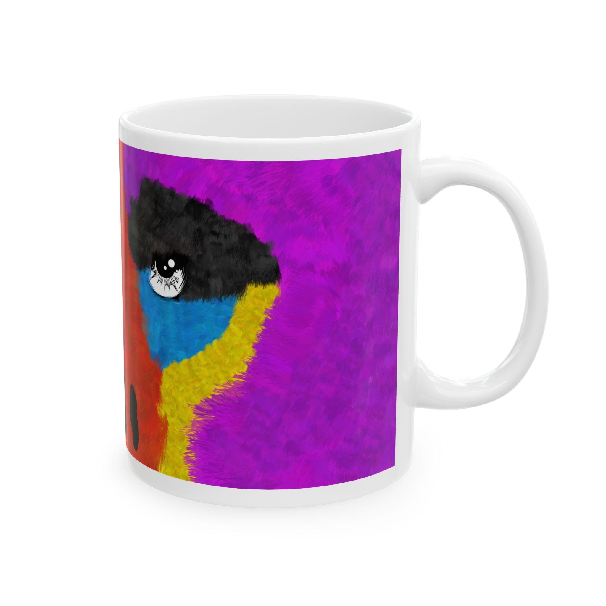 The Elusive Purple Gorilla - A mugging white ceramic Coffee Tea mug