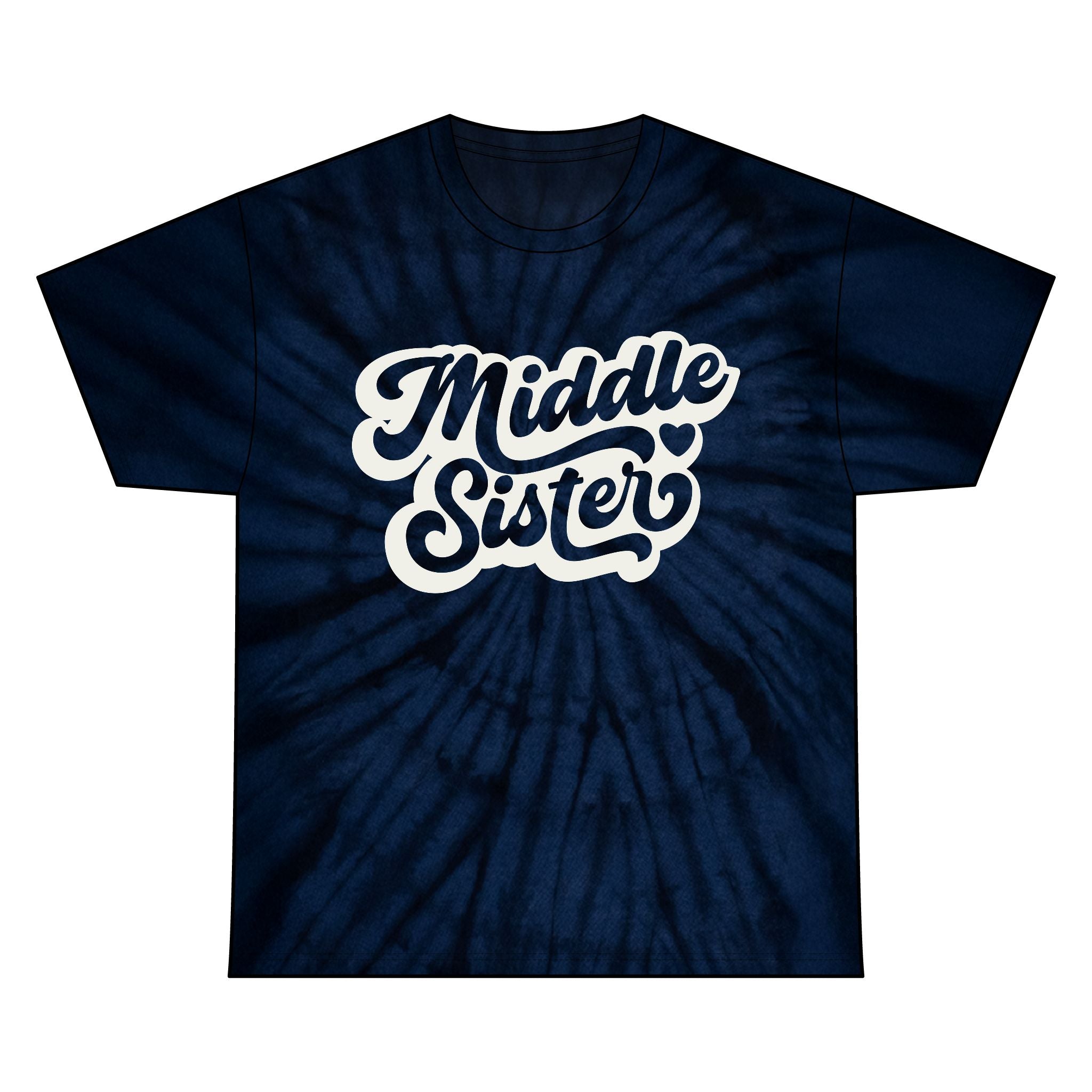 Navy Tie Dye Tee for Middle Sisters | Unisex Cotton Tee, Gift for Sister, Casual Wear, Summer Fashion, Family Reunion
