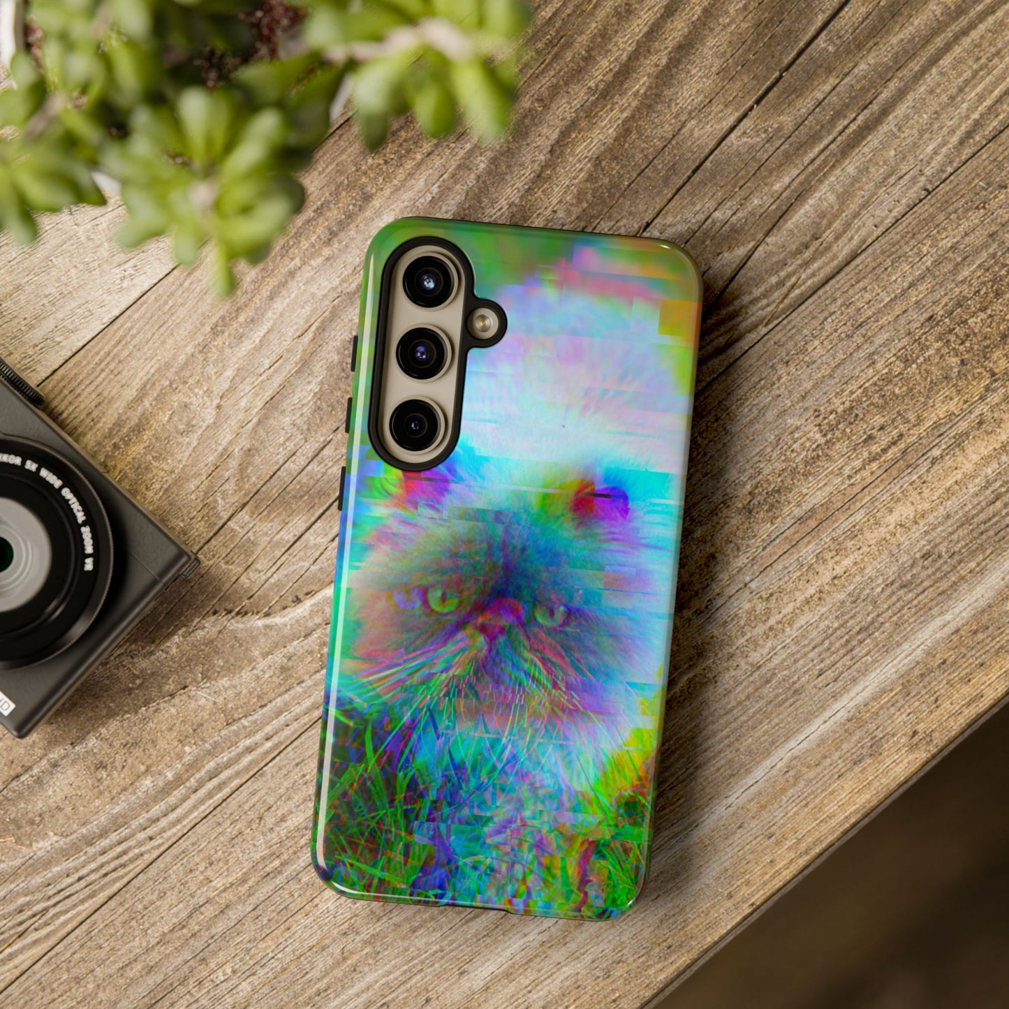 Colorful Glitchy Kitty iPhone/Pixel/Galaxy Tough Phone Cases