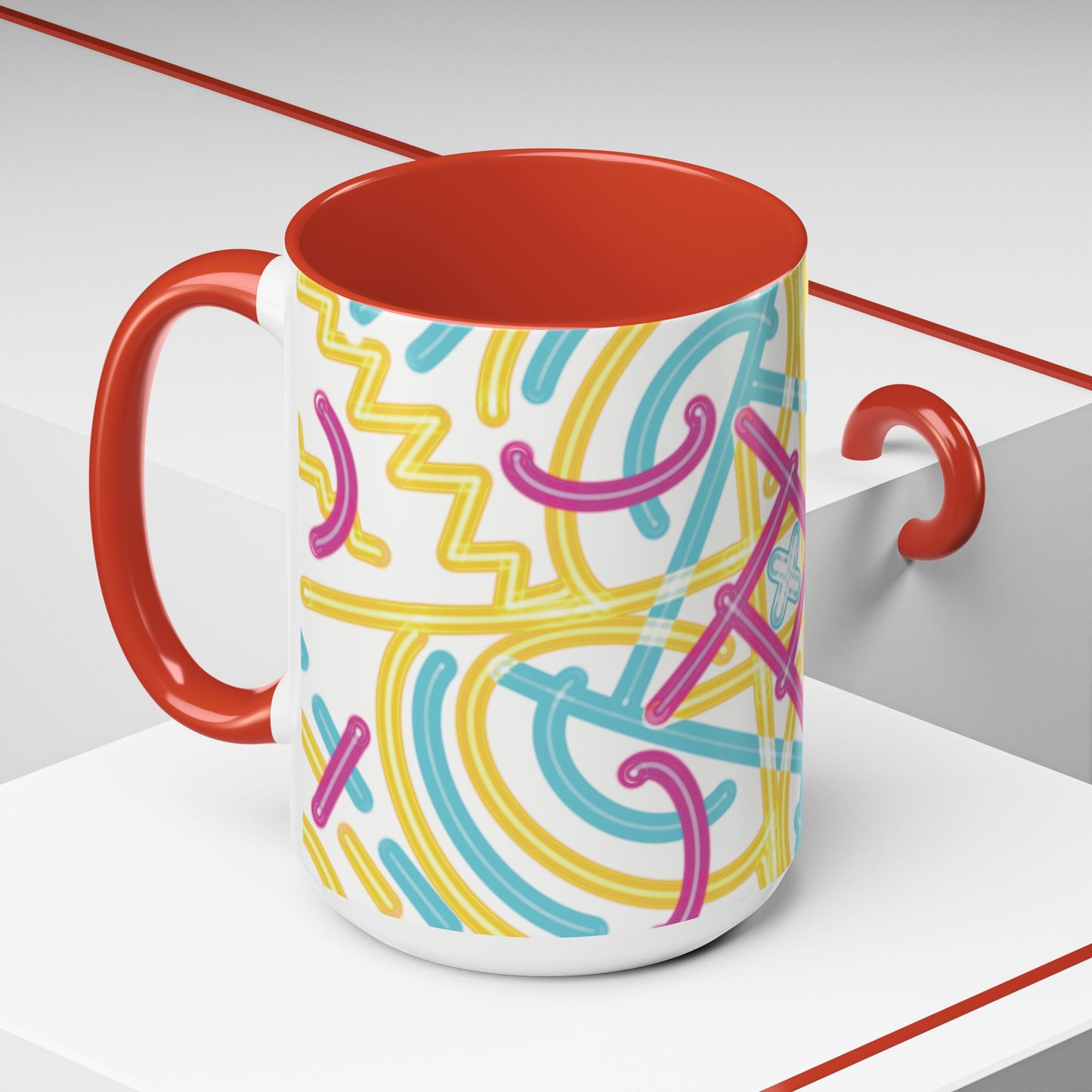 Colorfully Lined Coffee Mug