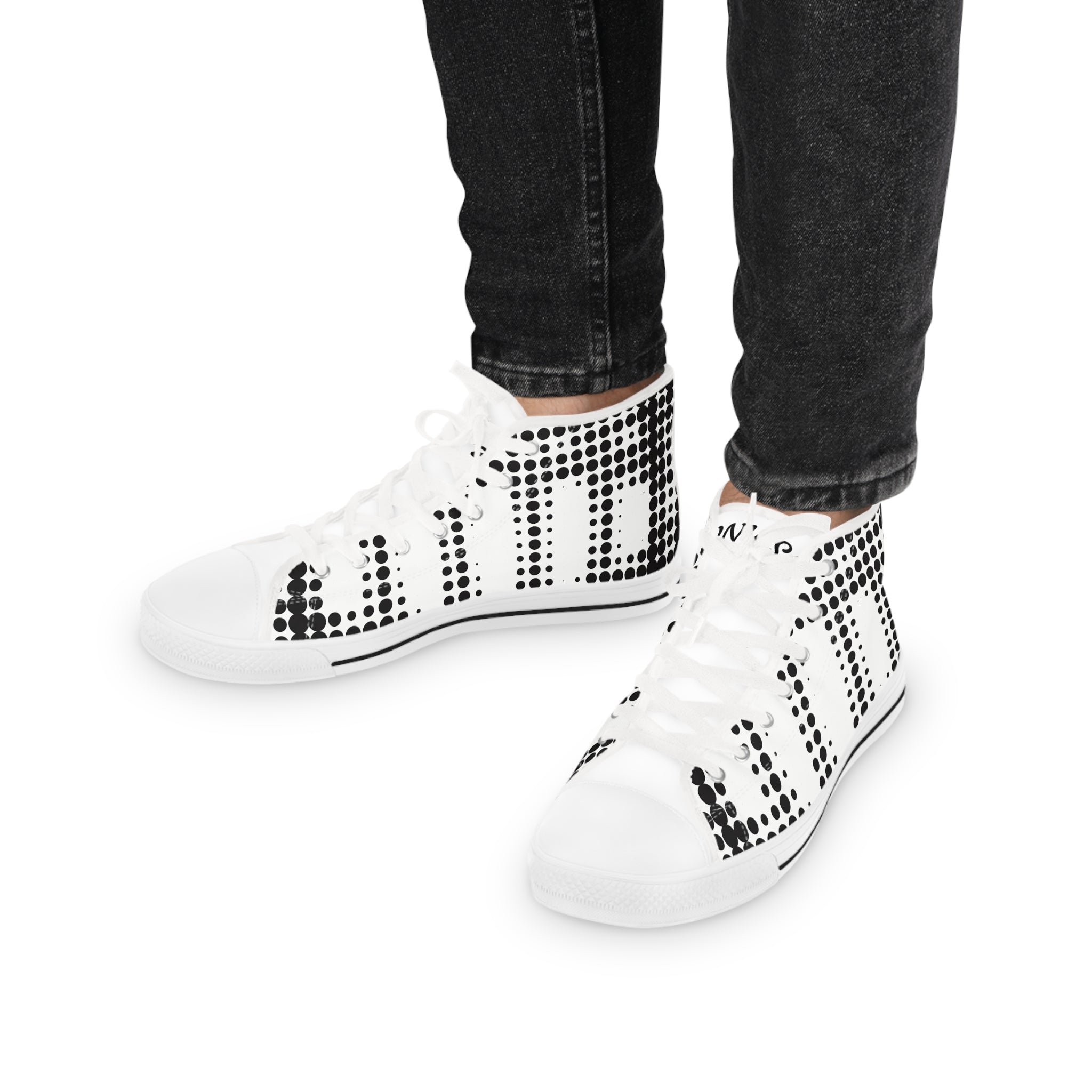 Stylish Men's High Top Sneakers - Trendy Footwear for Fashion Lovers, Casual Outings, Gift for Him, Unique Sneakers, Black White Design