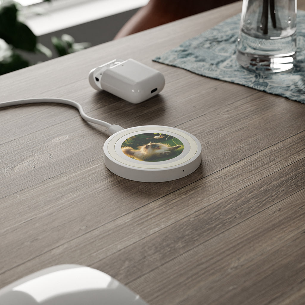 Quake Cat-Themed Wireless Charging Pad, Cute Gadget for Cat Lovers, Pet Accessory, Fun Home Décor, Animal Gifts, Unique Charging Station